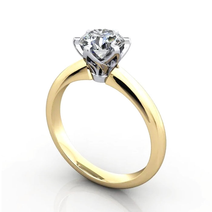 Thumb Round Brilliant Solitaire Diamond Ring Yellow Gold RS32 3D