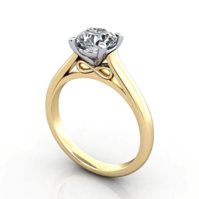 Thumb Round Brilliant Solitaire Diamond Ring Yellow Gold RS34 3D