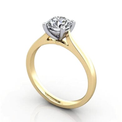 Thumb Round Brilliant Solitaire Diamond Ring Yellow Gold RS36 3D