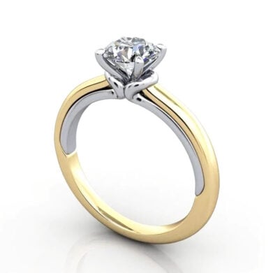 Thumb Round Brilliant Solitaire Diamond Ring Yellow Gold RS37 3D