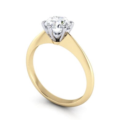 Thumb Round Brilliant Solitaire Diamond Ring Yellow Gold RS4 3D