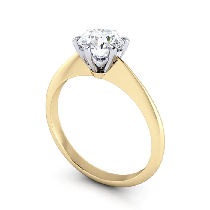 Thumb Round Brilliant Solitaire Diamond Ring Yellow Gold RS4 3D