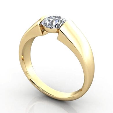 Thumb Round Brilliant Solitaire Diamond Ring Yellow Gold RS40 3D
