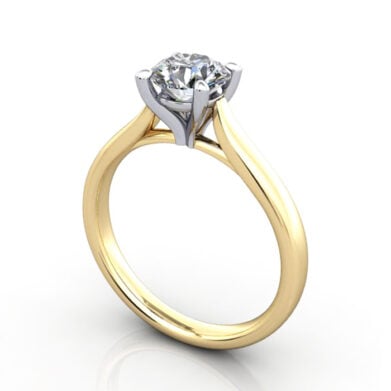 Thumb Round Brilliant Solitaire Diamond Ring Yellow Gold RS41 3D