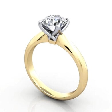 Thumb Round Brilliant Solitaire Diamond Ring Yellow Gold RS43 3D