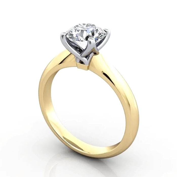 Thumb Round Brilliant Solitaire Diamond Ring Yellow Gold RS43 3D