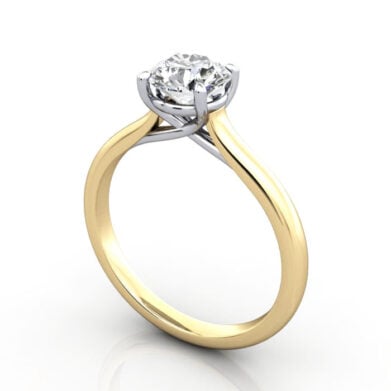 Thumb Round Brilliant Solitaire Diamond Ring Yellow Gold RS44 3D