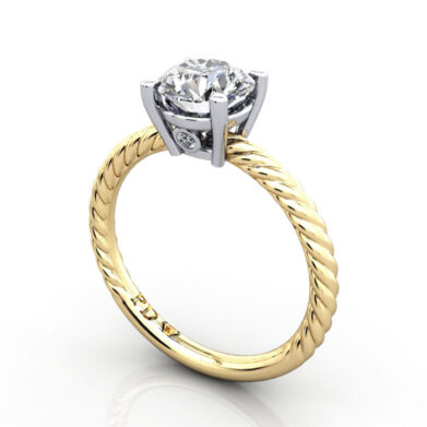 Thumb Round Brilliant Solitaire Diamond Ring Yellow Gold RS47 3D