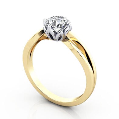 Thumb Round Brilliant Solitaire Diamond Ring Yellow Gold RS8 3D