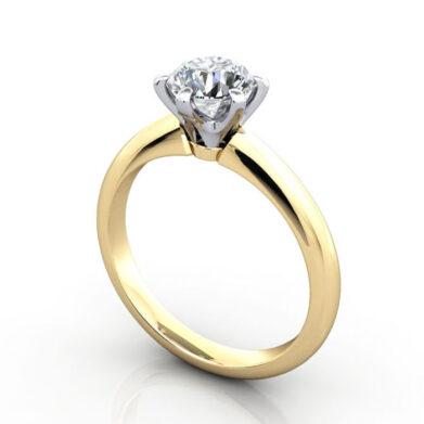 Thumb Round Brilliant Solitaire Diamond Ring Yellow Gold RS9 3D