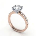 Thumb Round Solitaire Accent Diamond Ring Rose Gold RSA14 3D