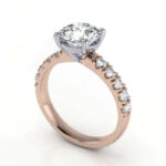 Thumb Round Solitaire Accent Diamond Ring Rose Gold RSA16 3D