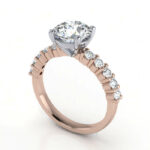 Thumb Round Solitaire Accent Diamond Ring Rose Gold RSA18 3D