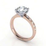 Thumb Round Solitaire Accent Diamond Ring Rose Gold RSA19 3D