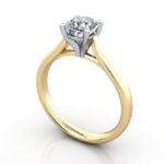 Video Thumb Cushion Cut Solitaire Diamond Ring Yellow Gold RS41 3D