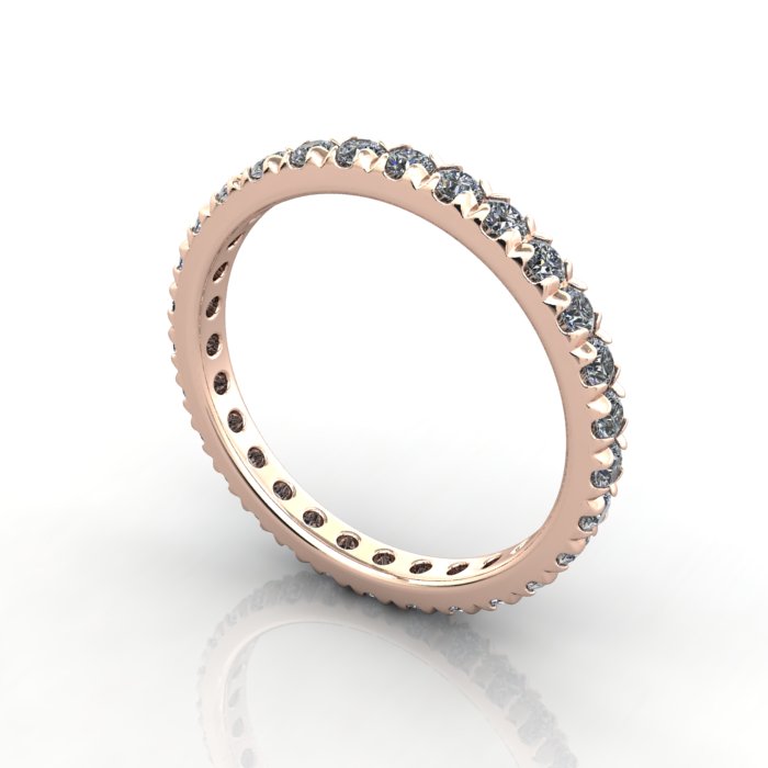 Round Brilliant Eternity Diamond Ring Rose Gold RE2 3D