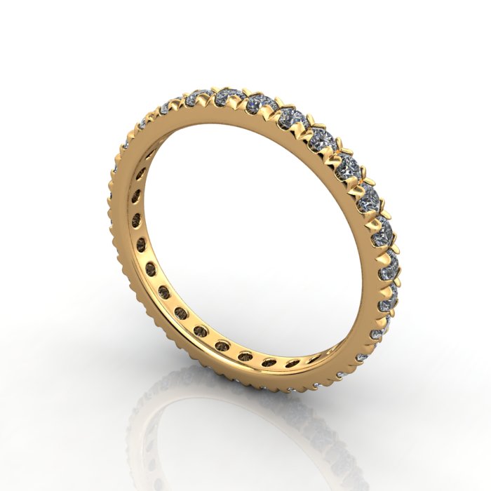 Round Brilliant Eternity Diamond Ring Yellow Gold RE2 3D