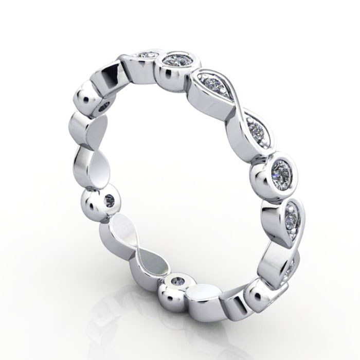 Thumb Round Brilliant Eternity Diamond Ring White Gold RE3 3D